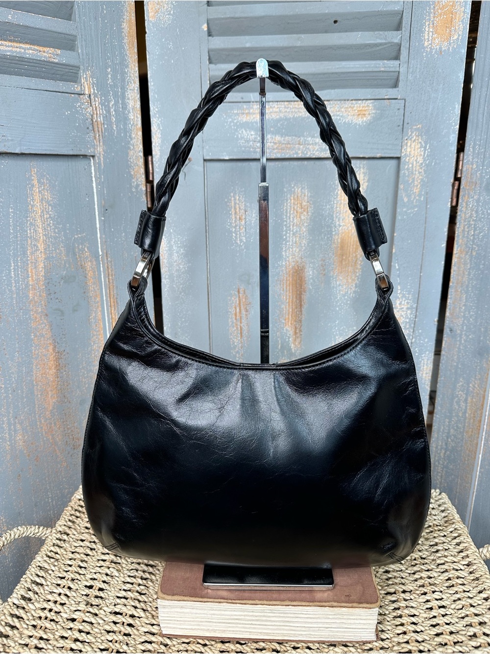 HOBO Madison Shoulder Bag Black Polished NWOT
